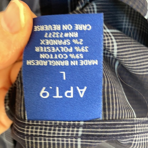 Apt 9 premier flex no iron plaid print button down shirt size L - Picture 16 of 17